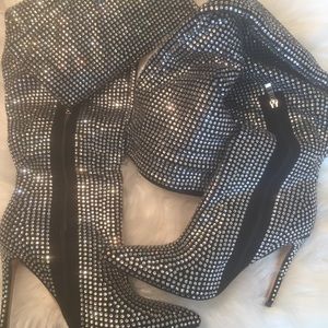 PLT DIAMANTE STILETTO HEEL OVER THE KNEE BOOT SZ 9
